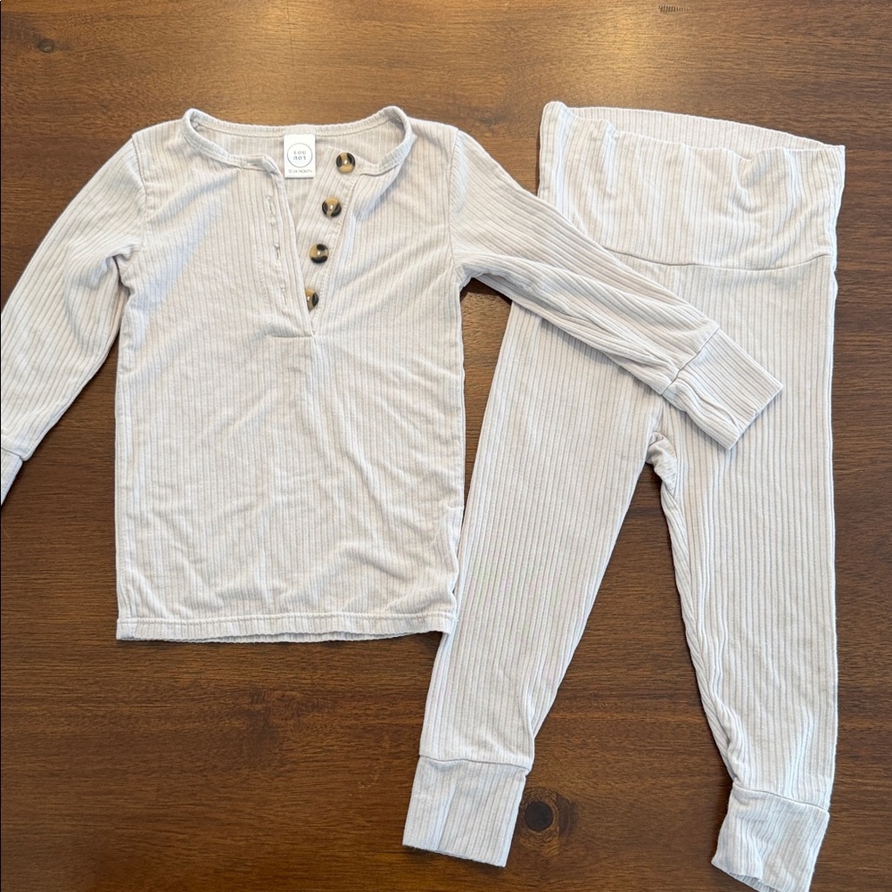 108 Lou Lou & Company Kids Striped Matching Set - Beige / 12-24M